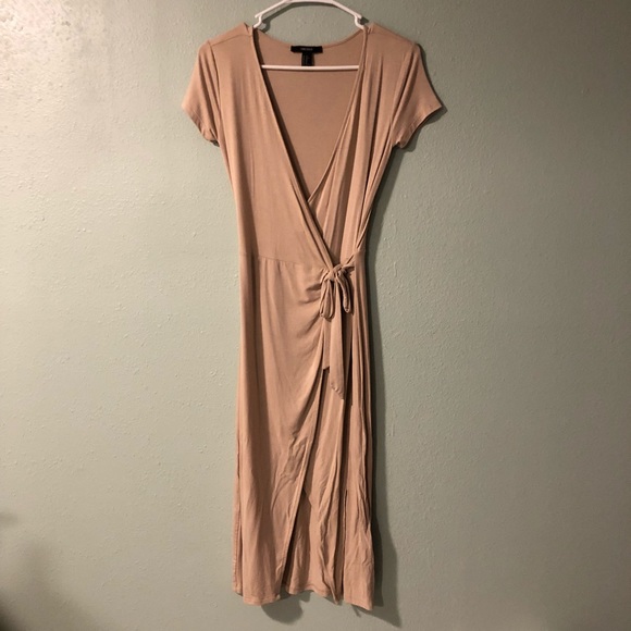 nude wrap dress